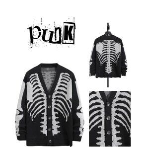 NEW Large TWENTY ONE PILOTS Cardigan -- Inspired Men's Cardigan Skeleton Sweater